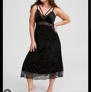 torrid Black Velvet Slip Dress